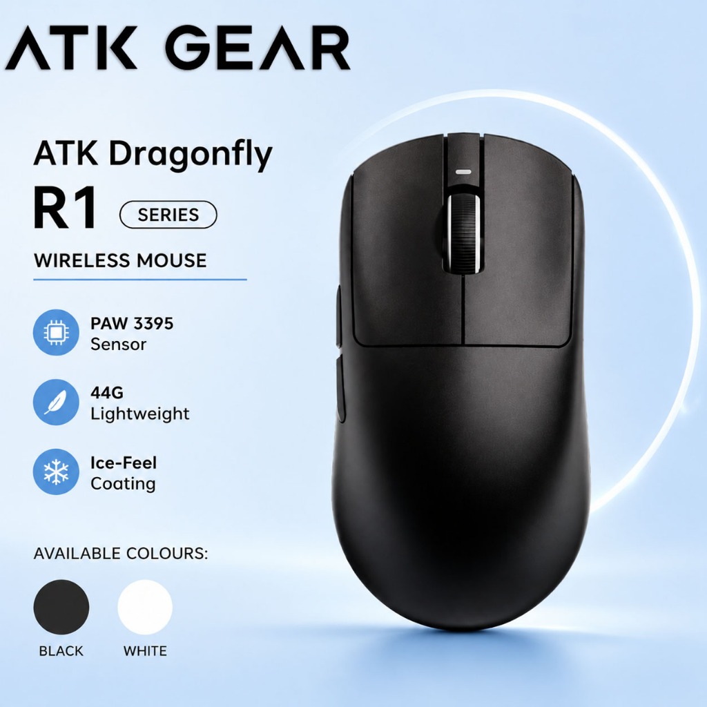 Chuột Bluetooth không dây ATK VXE Dragonfly R1 Series Chơi game Máy tính tiện dụng Văn phòng Chuột b