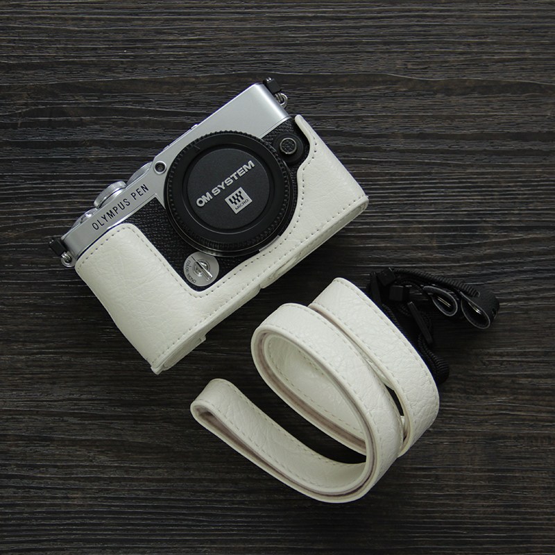 Bao da PU nửa thân Túi đựng máy ảnh cho Olympus PEN EP7 E-P7 Nắp mở đáy