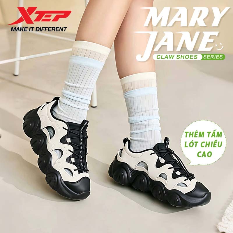 【XTEP】Mary Jane Dép Mary Jane nữ, giày mùa hè thoáng khí, nhẹ, dễ kết hợp, dép đi biển, đế dày tăng 