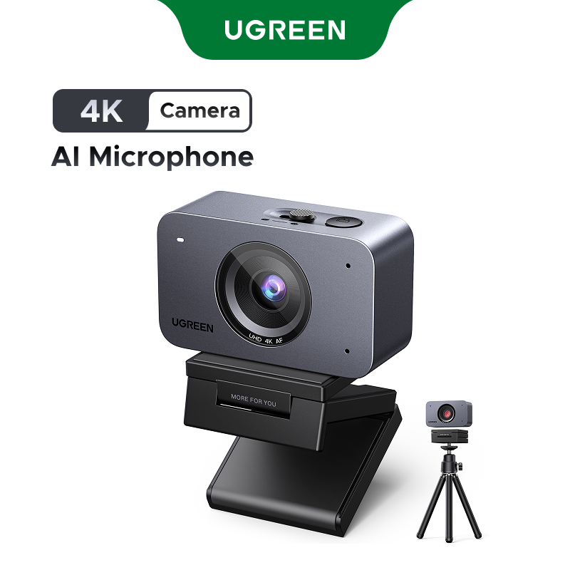 Webcam UGREEN 4K với cảm biến 8MP, 30 khung hình/giây, Giảm tiếng ồn AI, Lấy nét tự động, Vỏ bảo mật