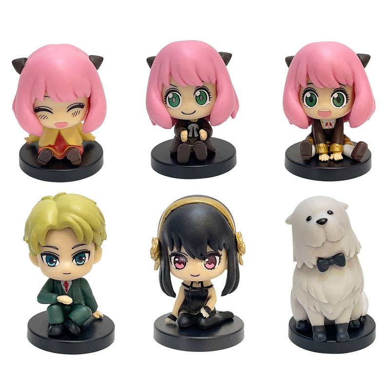 6 Cái / bộ Anime Spy × Family Q Phiên Bản Ngồi Tư Thế Series Anya Forger Loid Thorn Công Chúa Yor Br