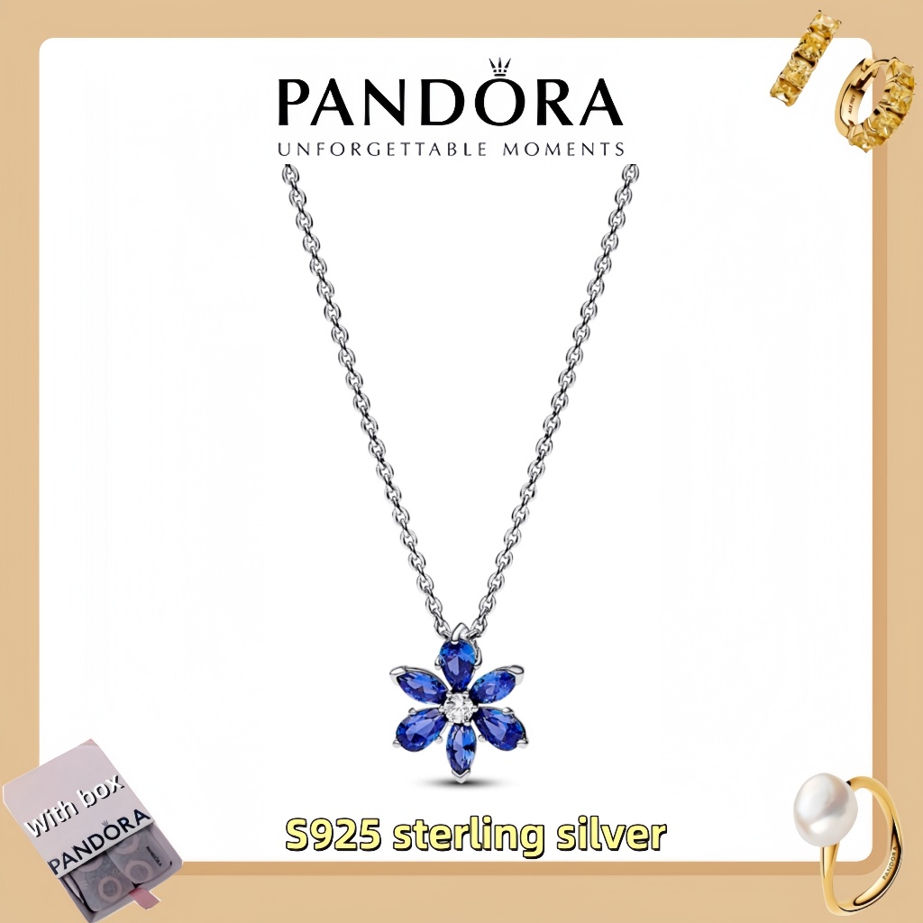 Vòng tay mặt dây chuyền trang sức bằng bạc Pandora S925 (hộp quà tặng miễn phí) Pandora Sparkling Bl