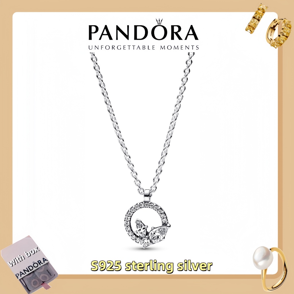 Vòng tay mặt dây chuyền trang sức bằng bạc Pandora S925 (hộp quà tặng miễn phí) Vòng cổ mặt dây chuy