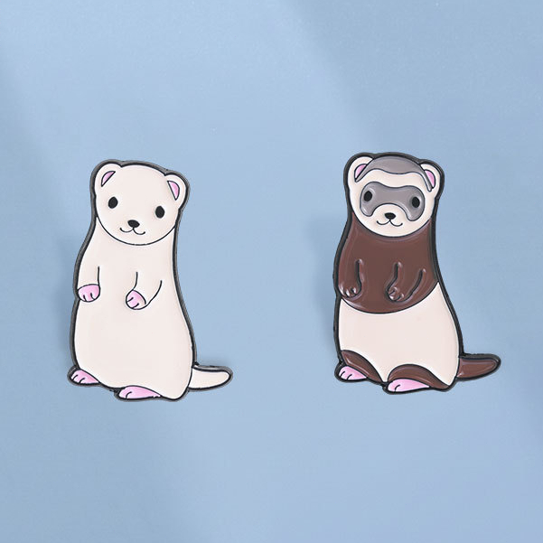Dễ Thương Ferret Ermine Men Chân Hoạt Hình Động Vật Thổ Cẩm Ve Áo Huy Hiệu Ba Lô Phụ Kiện Quà Tặng C