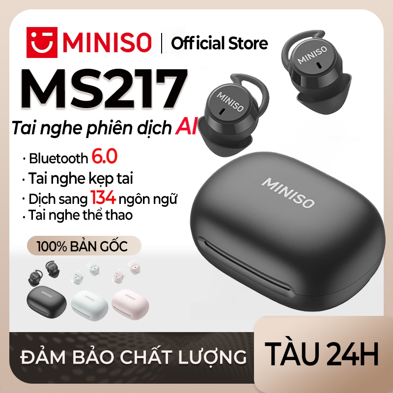 MINISO MS217 Tai nghe dịch thuật AI Tai nghe Bluetooth 6.0 Hỗ trợ dịch 134 ngôn ngữ Chống ồn ENC Micro thu âm trong trẻo Chống nước IPX5 Âm thanh Hi-Fi Độ trễ thấp Tai nghe chuyên dụng cho Gaming | BigBuy360 - bigbuy360.vn