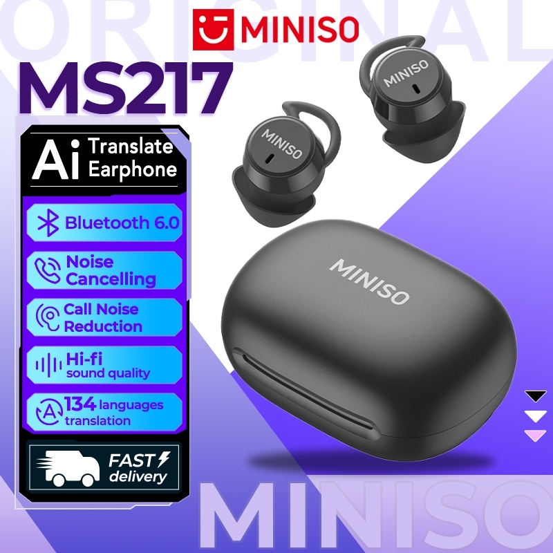 MINISO MS217 Tai nghe dịch thuật AI Tai nghe Bluetooth 6.0 Hỗ trợ dịch 134 ngôn ngữ Chống ồn ENC Micro thu âm trong trẻo Chống nước IPX5 Âm thanh Hi-Fi Độ trễ thấp Tai nghe chuyên dụng cho Gaming | BigBuy360 - bigbuy360.vn
