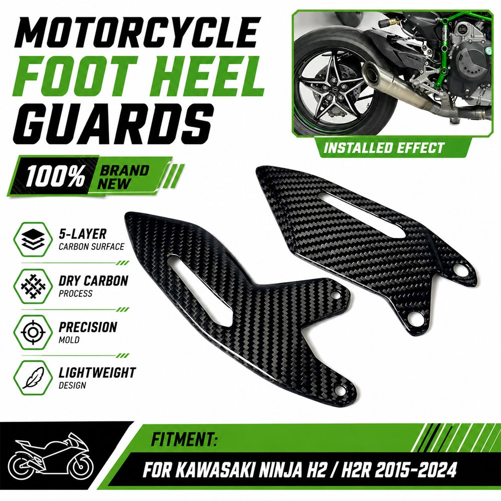 Dành Cho Kawasaki NINJA H2 H2R 2015-2024 Xe Máy Sợi Carbon Gót Cận Vệ Tấm Phụ Kiện Chân Còn Lại