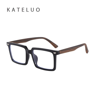 KATLUO Unisex TR90 Khung Kính Mắt Hạt Gỗ Đền Vuông Chống Ánh Sáng Xanh Kính Trơn 608802