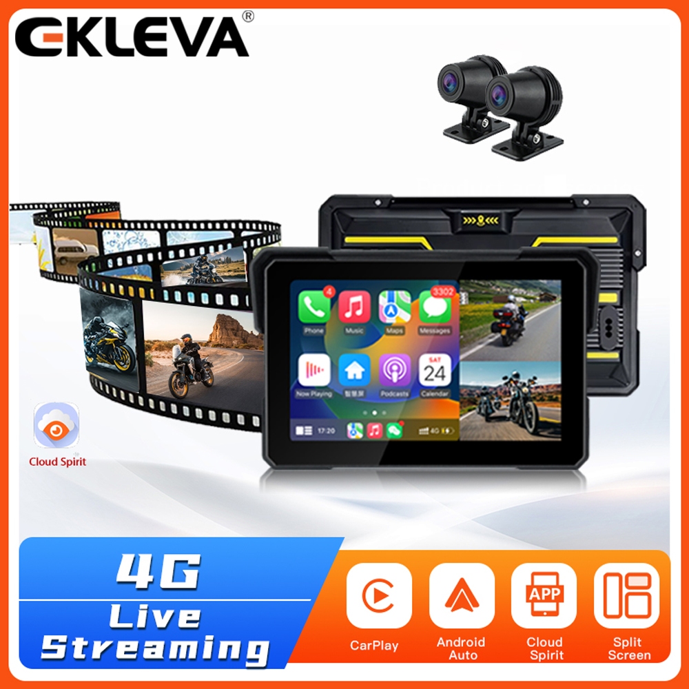 Ekleva 7 "Không Dây CarPlay Moto Android Tự Động GPS Điều Hướng Xe Máy Bảng Điều Khiển Kỹ Thuật Số V