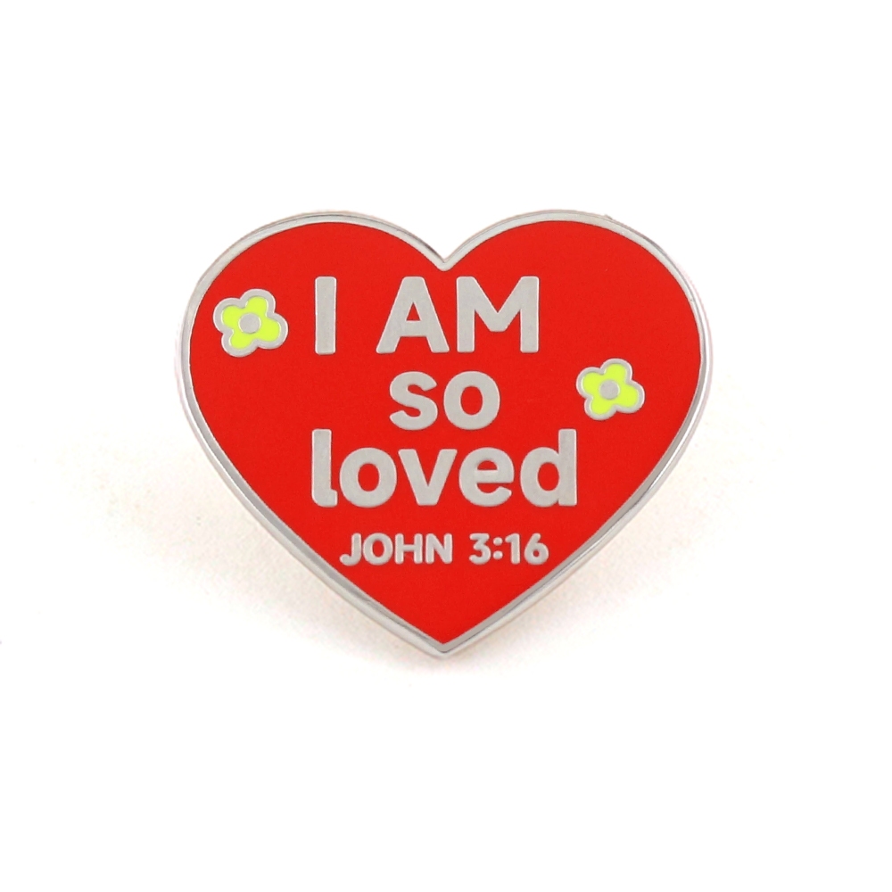 Tôi Rất Được Yêu John 3: 16 Trái Tim Đỏ Men Pin, Câu Kinh Thánh Thổ Cẩm, Đức Tin Kitô Giáo Lapel Pin