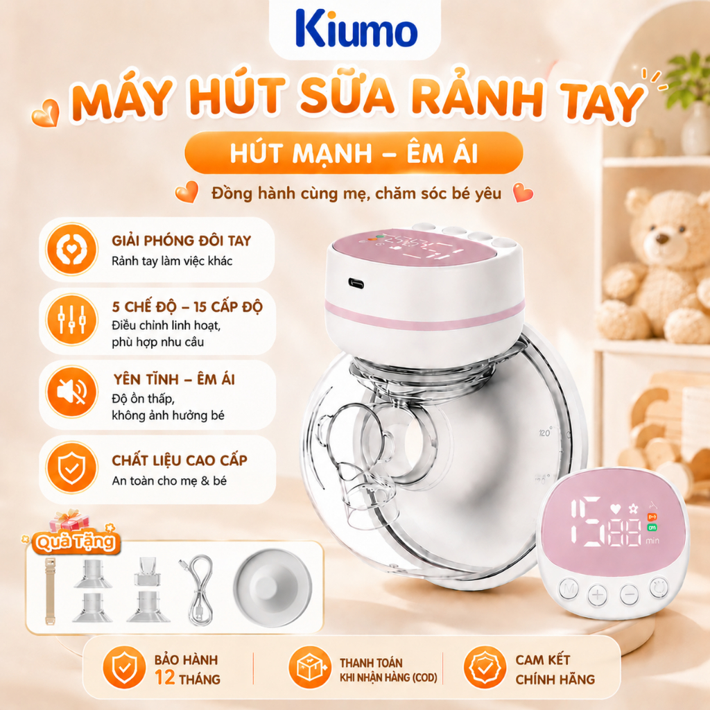 【Ship 24H 🛒】Kiumo Máy Hút Sữa Điện Đơn Không Dây, Máy Vắt Sữa Cao Cấp Chế Độ Hút Không Gây Đau Rát