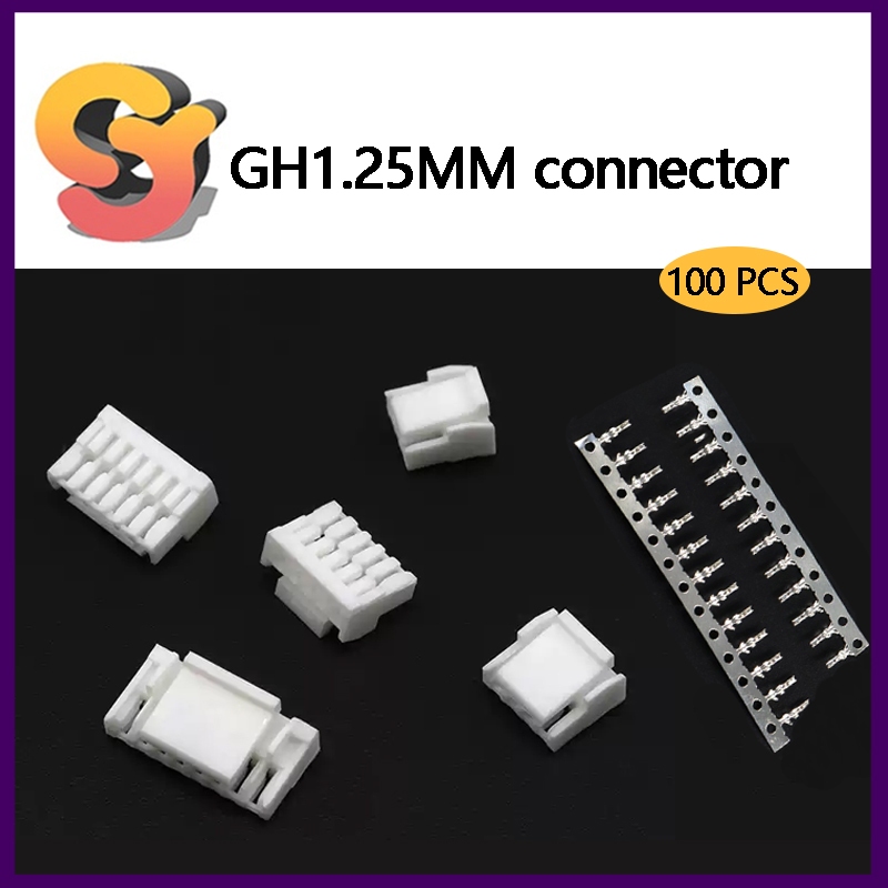 [Cung cấp hàng có sẵn] 100 CÁI GH1.25 Đầu nối khóa vỏ cao su nam 2P 3 4 5 6 8P Đầu nối đầu cuối uốn 