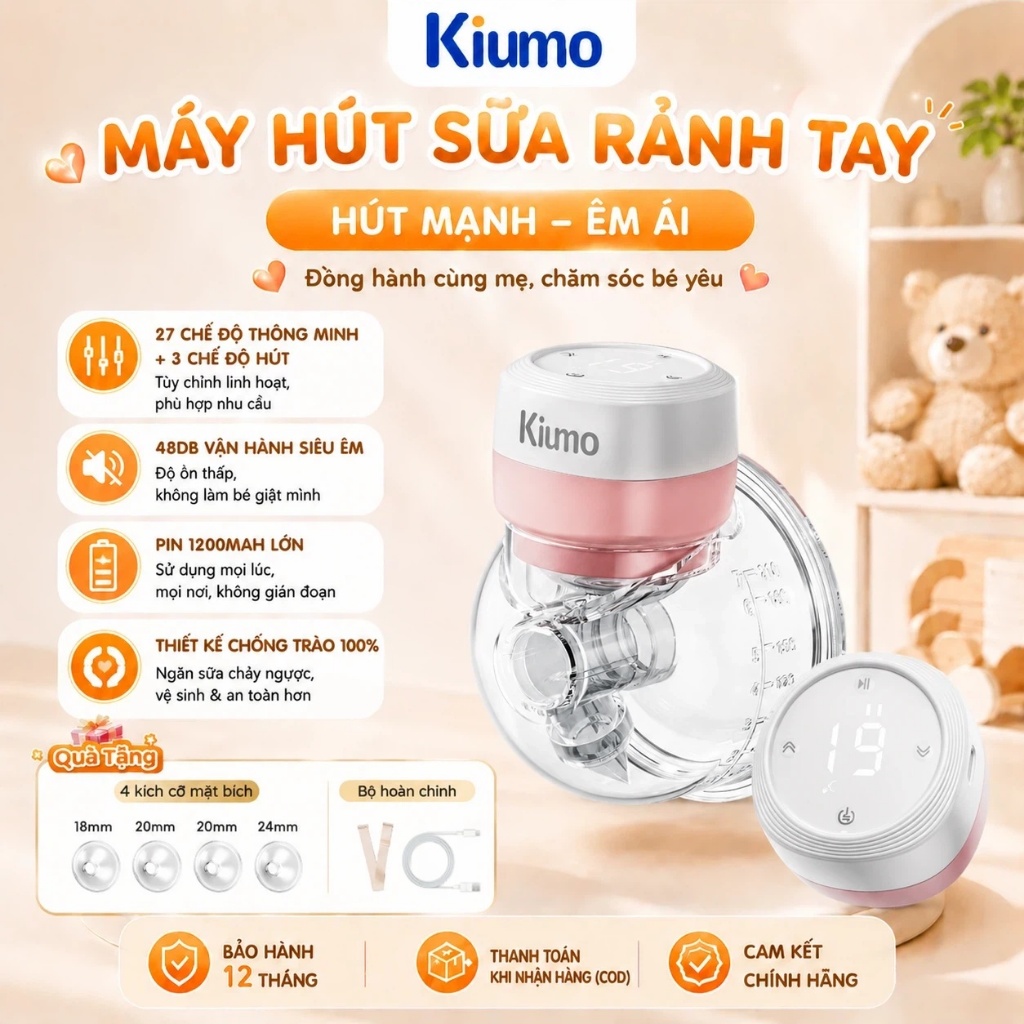 【Kiumo】Combo 2 Máy Hút Sữa Đơn Không Dây Bản Cao Cấp Máy Hút Sữa Rảnh Tay 27 Chế Độ Massage Hút Êm