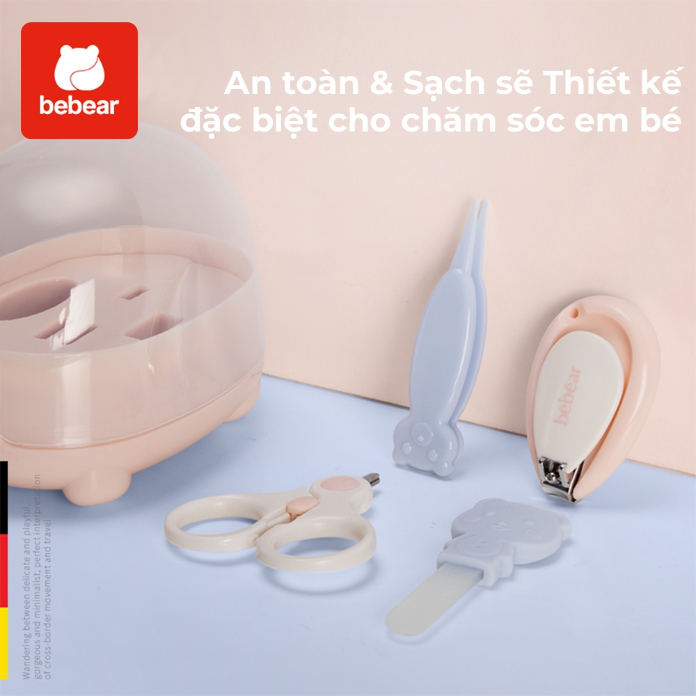 Bộ Cắt Móng Tay Cho Bé Bebear An Toàn Cho Trẻ Sơ Sinh Kèm Kéo Dũa Chống Kẹp Thịt