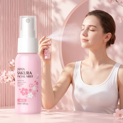 LAIKOU Japan Sakura Facial Mist 35ml Mini Travel Spray Niacinamide Vitamin C Whitening Toner Hydrating Pore Refin cho mọi loại da