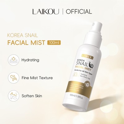 LAIKOU Korea Snail Facial Mist 100ml Xịt dưỡng ẩm Hyaluronic Acid Cica Panthenol Repair Skin Barrier Anti-Aging Refresh Toner cho mọi làn da
