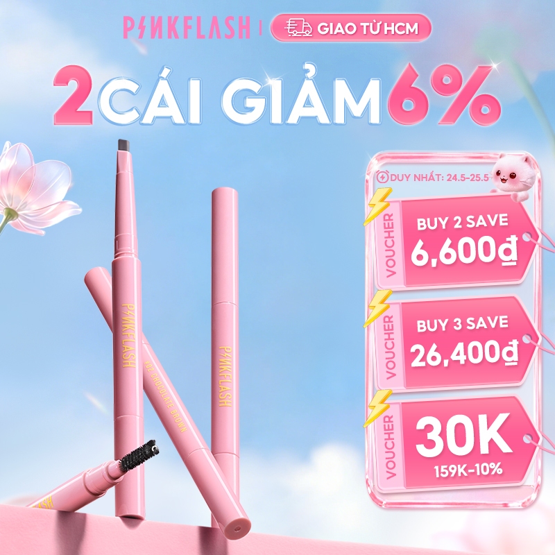 Bút Kẻ Lông Mày PINKFLASH Chống Nước Giữ Màu Lên Đến 8 Tiếng Tích Hợp Đầu Cọ Chải Tiện Dụng 0.2g