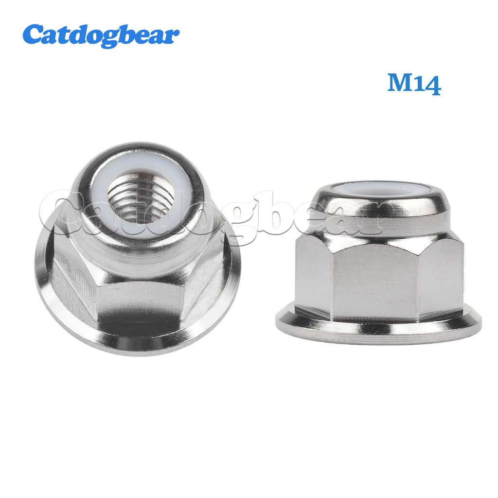 Đai ốc hợp kim titan Catdogbear M14 Đai ốc khóa Nylon mặt bích cho xe đạp, xe máy và ô tô Dây buộc h