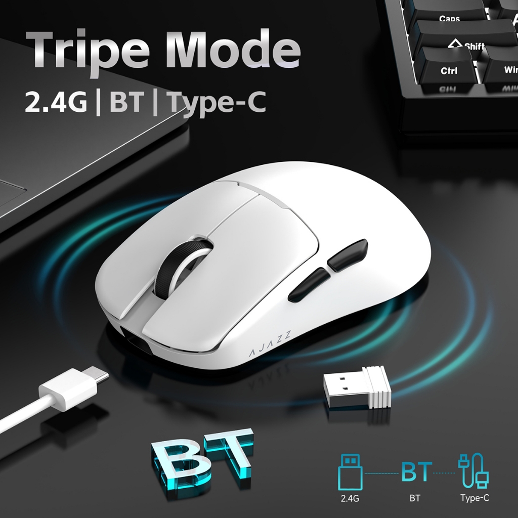 Chuột chơi game không dây ba chế độ AJAZZ AJ159 V2 MC, Trọng lượng siêu nhẹ 54g, Cảm biến PAW311, 24000 DPI, Pin lắc nóng, Thiết kế tiện dụng | BigBuy360 - bigbuy360.vn