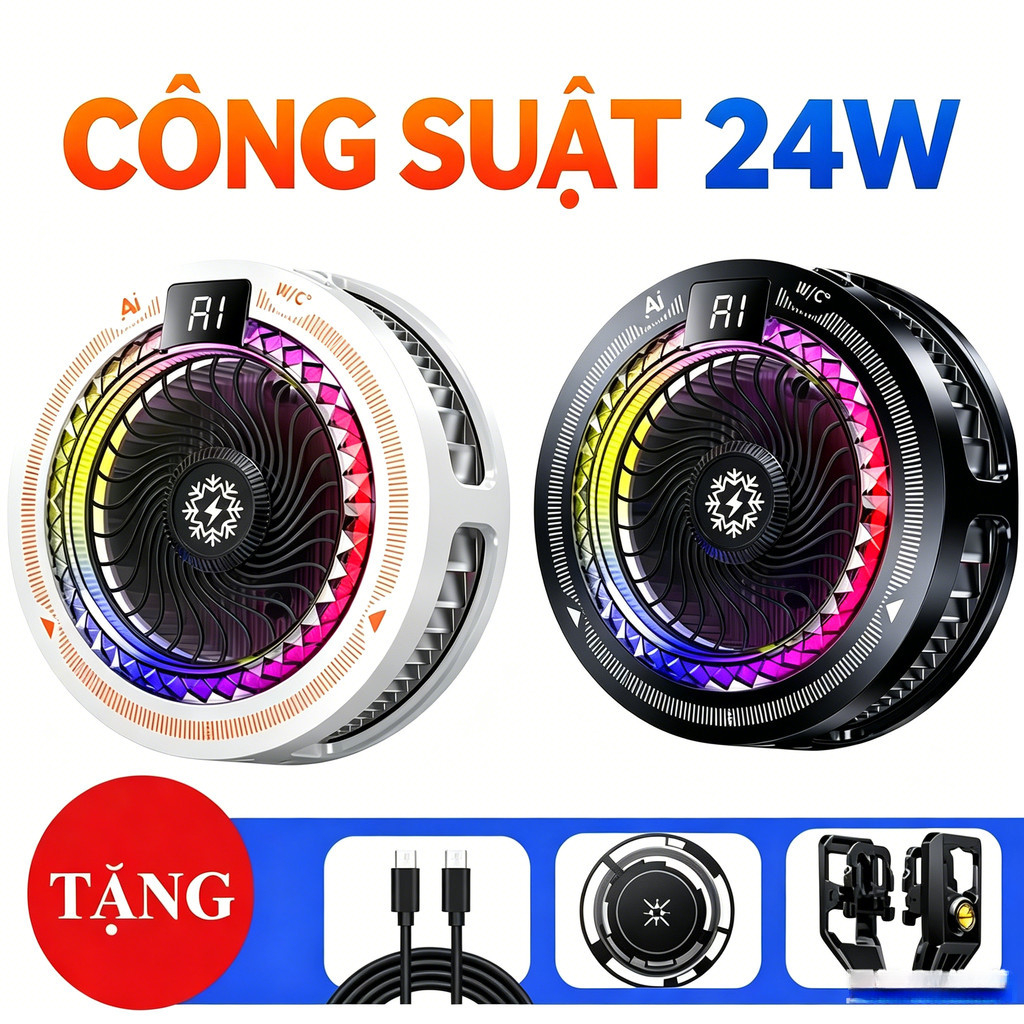 Sò Lanh Kiri TH25 Pro AI 24w - Quạt làm mát điện thoại, Tốc độ gió có thể điều chỉnh, công suất tối đa 24w - Bảo hành 1 trong 1