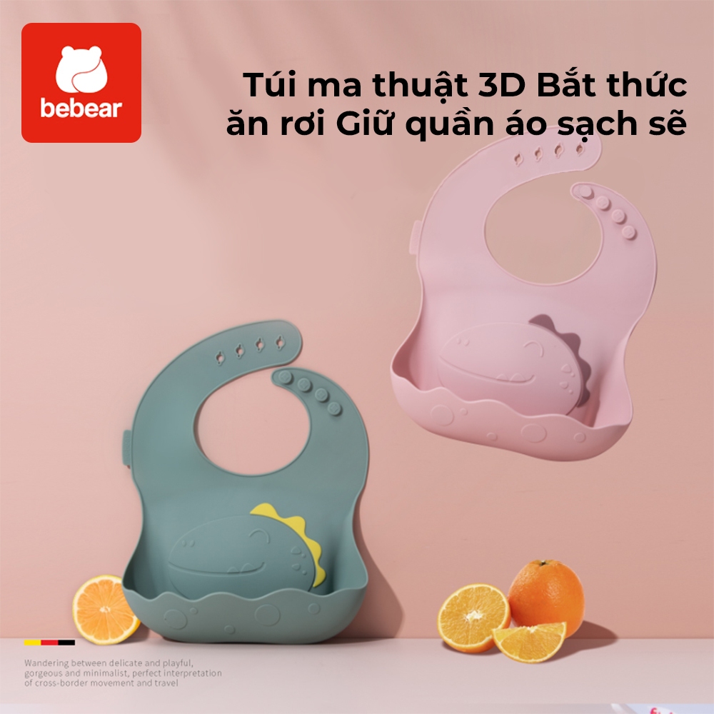 Yếm Ăn Silicone Cho Bé Bebear Chống Thấm Nước Mềm Mại Cho Trẻ Sơ Sinh