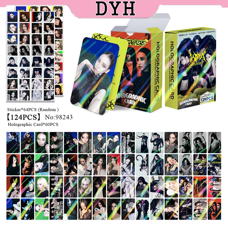 124 Cái / hộp aespa Photocards Holographic LOMO Thẻ Sticker KPOP Giselle Karina Winter NingNing Nhãn
