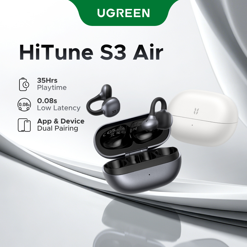 [Mới] UGREEN S3 Air Tai nghe không dây kẹp tai, Bluetooth 6.0, IPX5, pin 35h, có móc Desiign, Tai nghe nhét tai, Âm thanh mở, Giảm tiếng ồn cuộc gọi | BigBuy360 - bigbuy360.vn