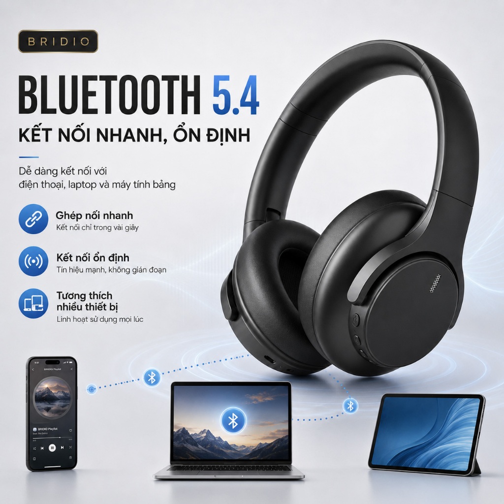 Tai Nghe Chụp Tai Bluetooth BRIDIO M10PRO ANC Chống Ồn Hifi Over Ear Bass Mạnh Đeo Êm | BigBuy360 - bigbuy360.vn