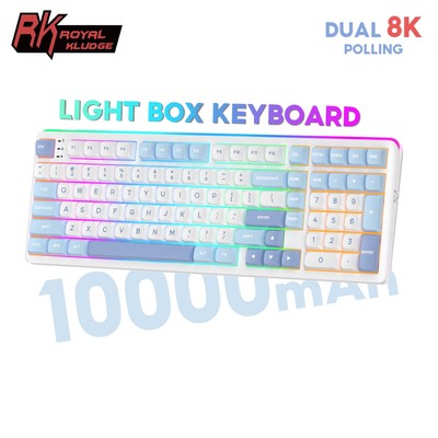 Royal Kludge RK R99 Rhythm Blue RGB Light Box Bàn phím Dual 8K 8000Hz Tri-Mode Có dây Bluetooth 2.4G Bàn phím cơ 10000mAh không dây