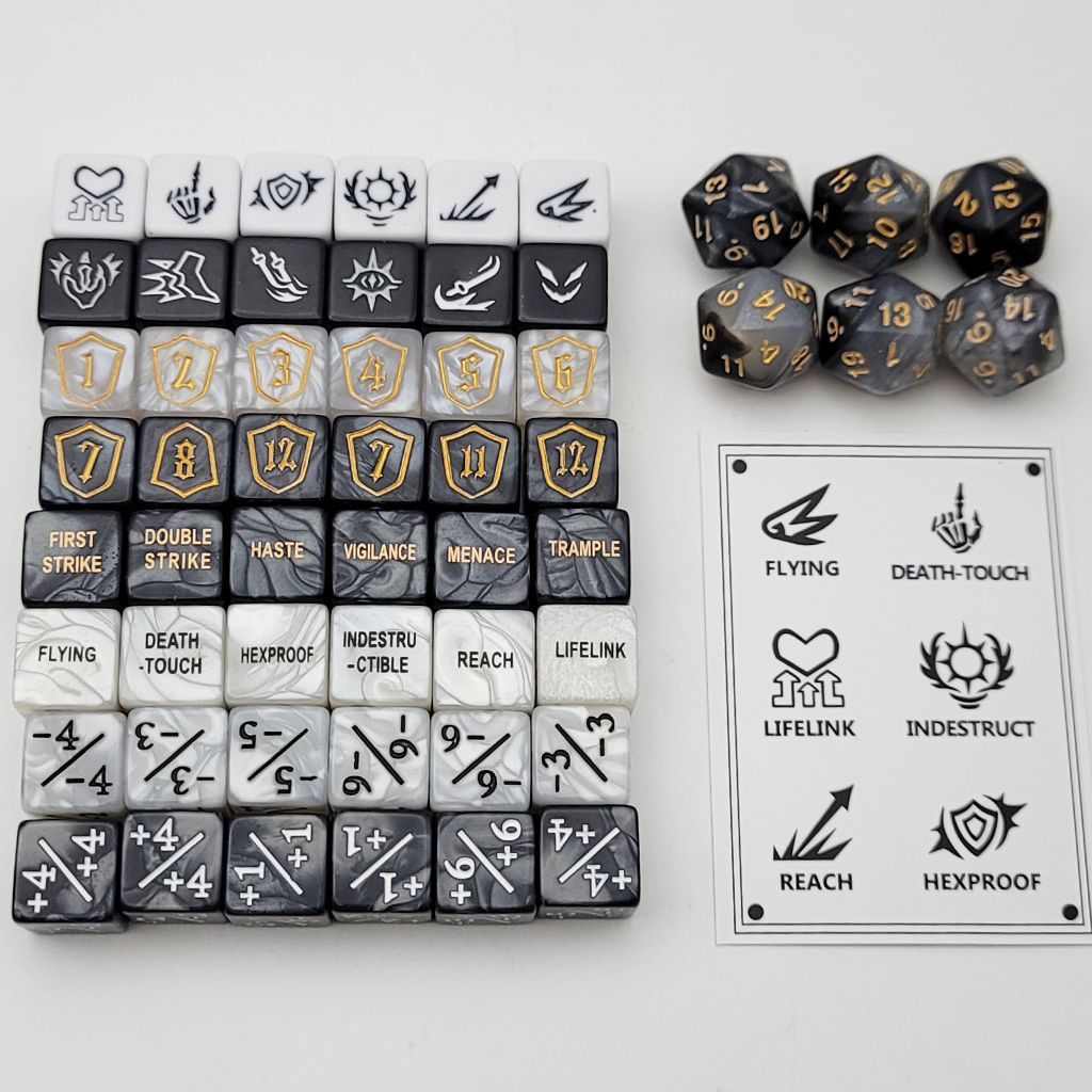 MTG Counter Dice Set - Từ khóa khả năng -1 / 1 Life Shield Design Display Creature Status Buff Nhiều