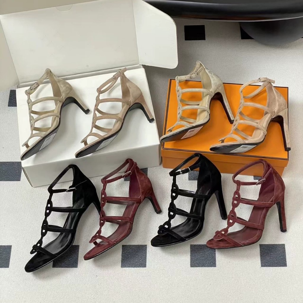 Giày Sandal T-Strap Mở To Phong Cách La Mã Sang Trọng Hàng Đầu Nữ Stiletto Rỗng Mỏng Hơn Nhìn Tính K
