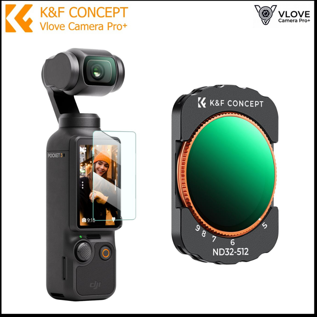 Bộ lọc từ tính K & F Concept VND cho DJI Osmo Pocket 4 / 3 – ND32-512, Kính HD phủ Nano 28 lớp...