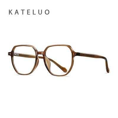 KATLUO Khung kính mắt thời trang dành cho nam và nữ Acetate Kính trơn Kính chống ánh sáng xanh TR4002