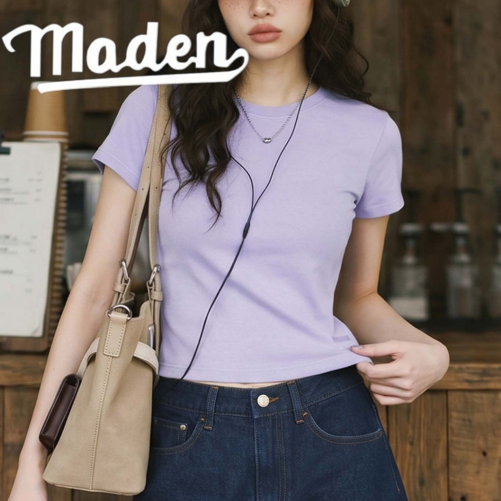 Thương hiệu MADEN | Hương thơm bạc hà Maden 7A phong cách ngắn kháng khuẩn, vai trước vừa vặn, Áo th