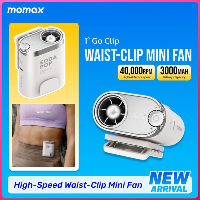 Momax IF23 1°Quạt thắt lưng GO CLIP | Làm mát rảnh tay tốc độ cao | Quạt thắt lưng đeo được | Công v