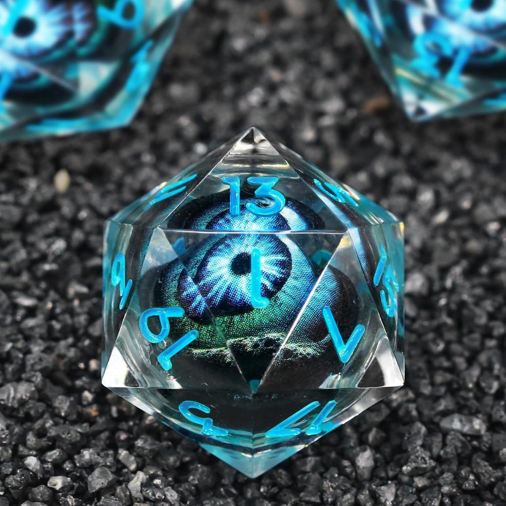Sharp Edge Moving Eye Dungeons and Dragons Dice, Liquid Core Dice Set D và D Resin Dice Polyhedral T