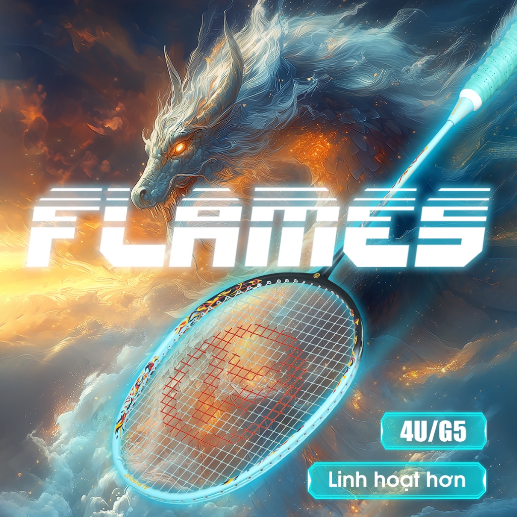 Cặp Vợt Cầu Lông ALPSPORT LY Flames 4U - Tặng Túi + Cầu Lông - Carbon 100% - Đánh Tấn Công Chuyên Ng