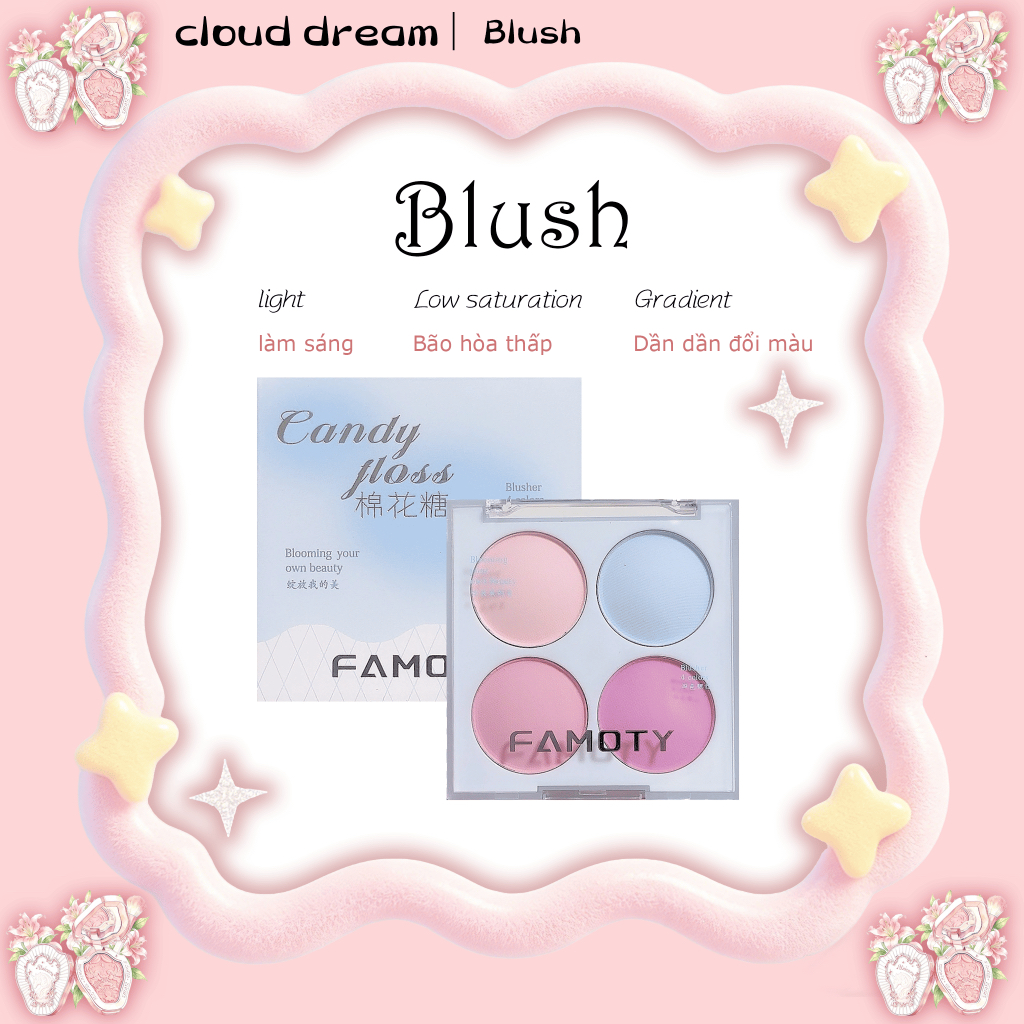 FAMOTY 4 Màu Matte Blush Multi-tone Powder Cheek Trang điểm Mỹ phẩm hàng ngày