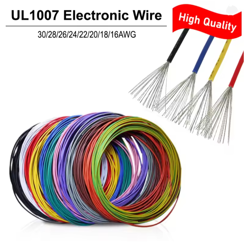 Dây điện cách nhiệt PVC 10M UL1007 Đồng đóng hộp 30AWG 28AWG 26AWG 24AWG ~ 18AWG Cáp LED Đèn Dây chi