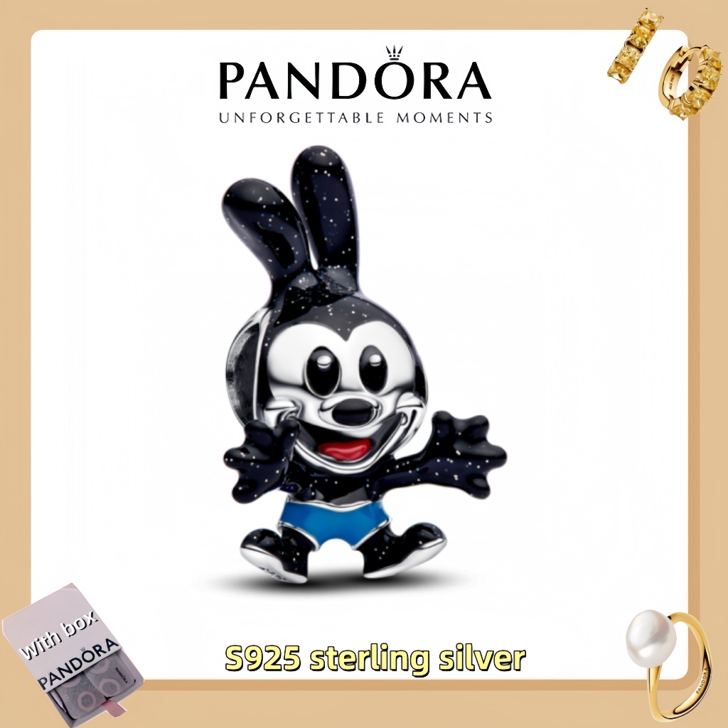 Vòng tay mặt dây chuyền trang sức bạc Pandora S925 (hộp quà tặng miễn phí) Disney Oswald The Lucky R