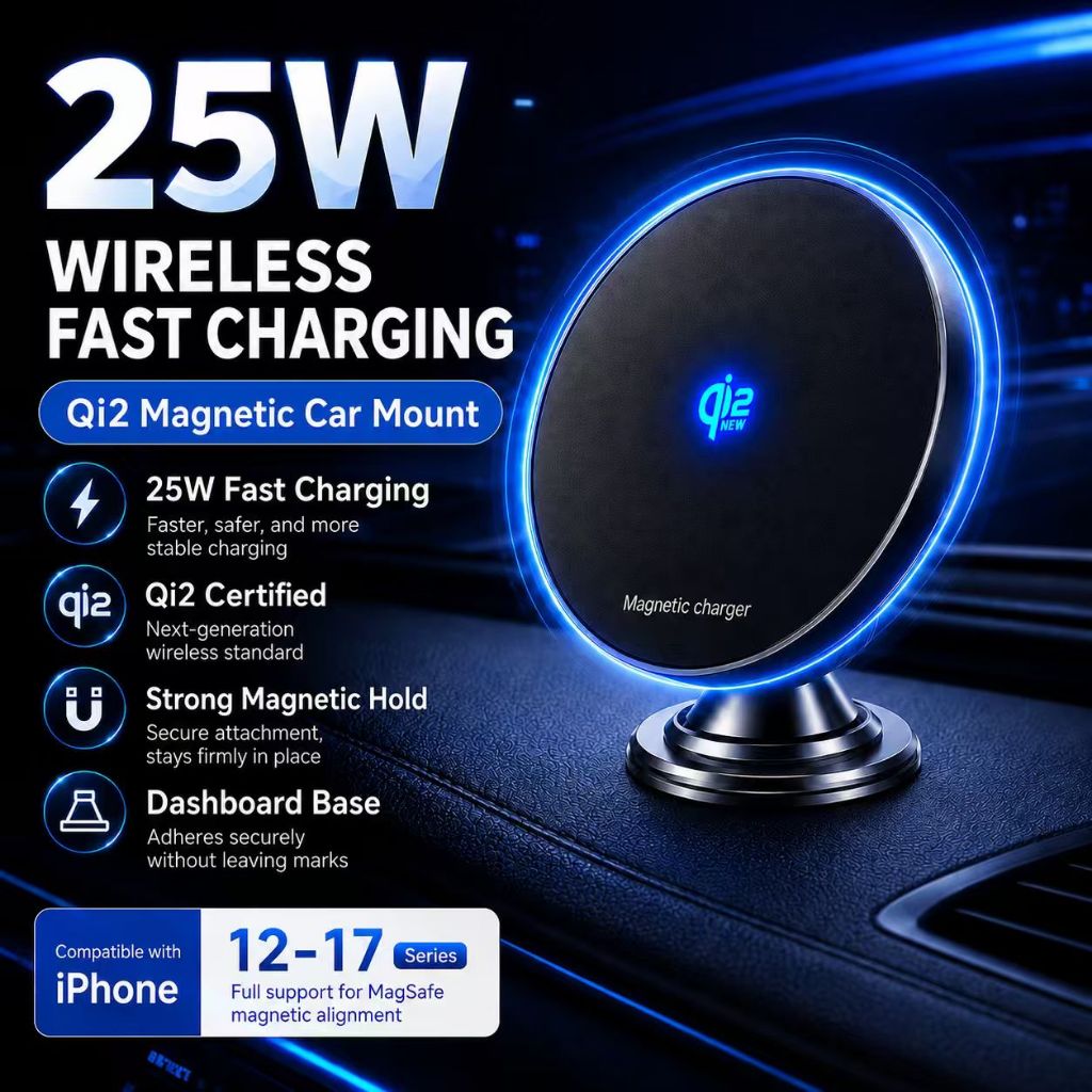 Giá đỡ điện thoại ô tô từ tính 25w 15W sạc không dây Vent Magsafe Ring Car MountFit cho iPhone