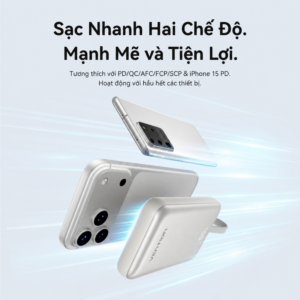 【Hàng mới 2026】Vention Sạc Dự Phòng Màu Cam, Hỗ Trợ Sạc Nhanh Không Dây 15W, Sạc Dự Phòng Từ Tính 10000mAh Cao Cấp Mini, Tương Thích iPhone  Samsung Huawei OPPO Vivo, Hàng Chính Hãng. | BigBuy360 - bigbuy360.vn