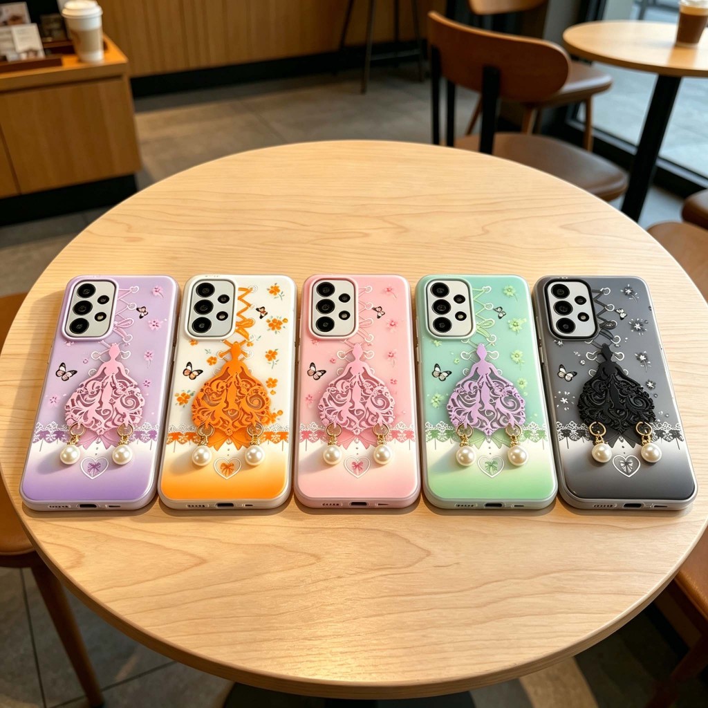 Pearl Maiden Mặt dây chuyền Jelly Họa tiết mờ mờ cho Samsung A34 A35 A36 A37 A52 A52S A53 A54 A55 A5