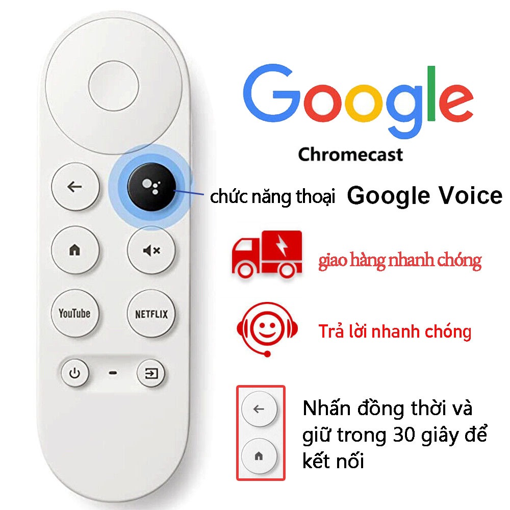 Remote Điều khiển G9N9N có giọng nói và Bluetooth cho Chromecast Google TV GA01920-US/GA01919-US