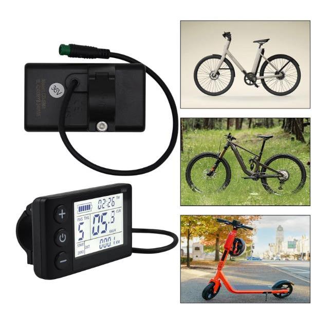 Đồng hồ đo màn hình LCD xe đạp điện, 24V 36V 48V Ebike Màn hình LCD Bảng điều khiển Đồng hồ tốc độ x