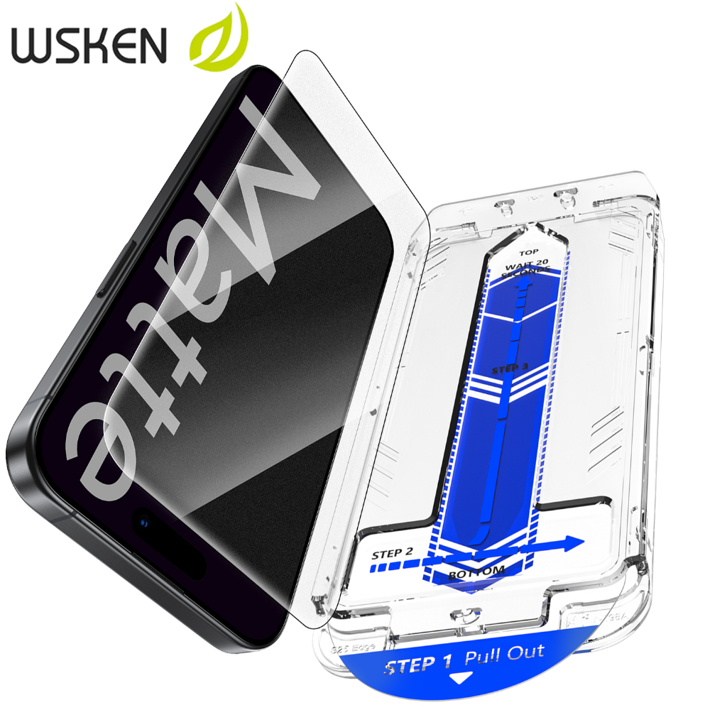 WSKEN Kính Cường Lực 9H Mờ - Siêu Chống Bám Vân Tay, Chống Lóa, Chống Vỡ, Cảm Ứng Mượt - Cho iPhone