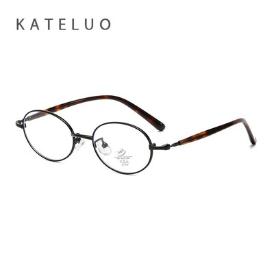 KATLUO Retro Hình Bầu Dục Khung Nhỏ Chống Ánh Sáng Xanh Khung Ống Kính Phẳng Nam Kim Loại Kính Khung Cho Quang Học ZZ236