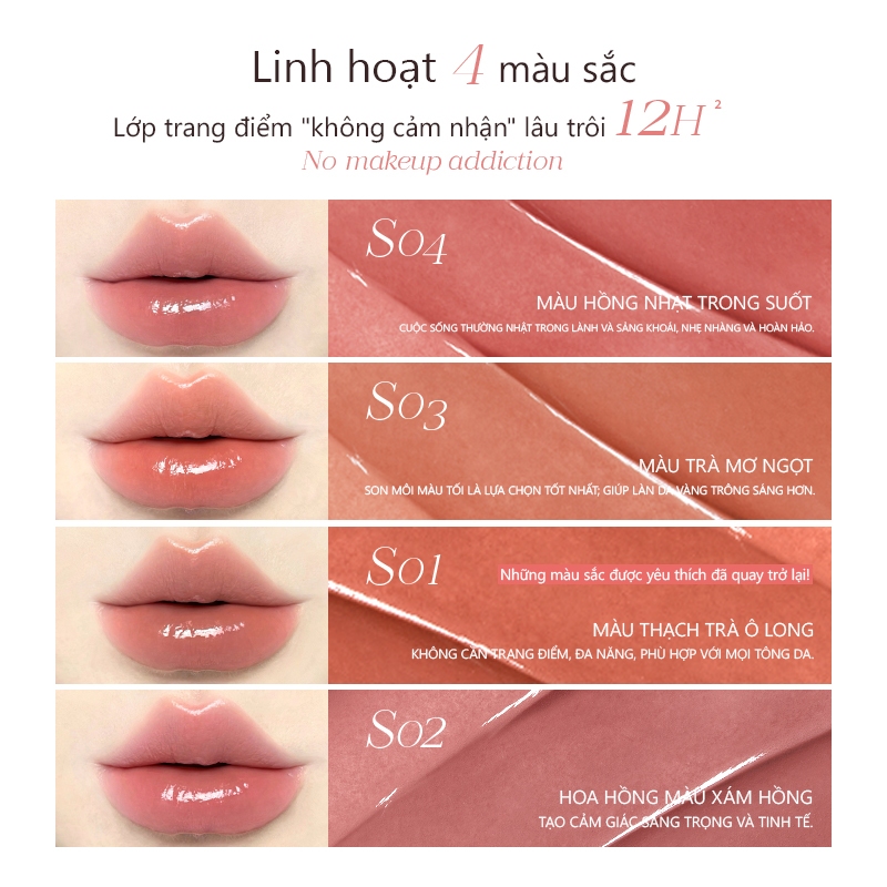 Mooekiss Water Lip Gloss, kết thúc mờ, lâu trôi và không dễ phai, làm sáng môi trần, son môi hàng ngày, son bóng | BigBuy360 - bigbuy360.vn