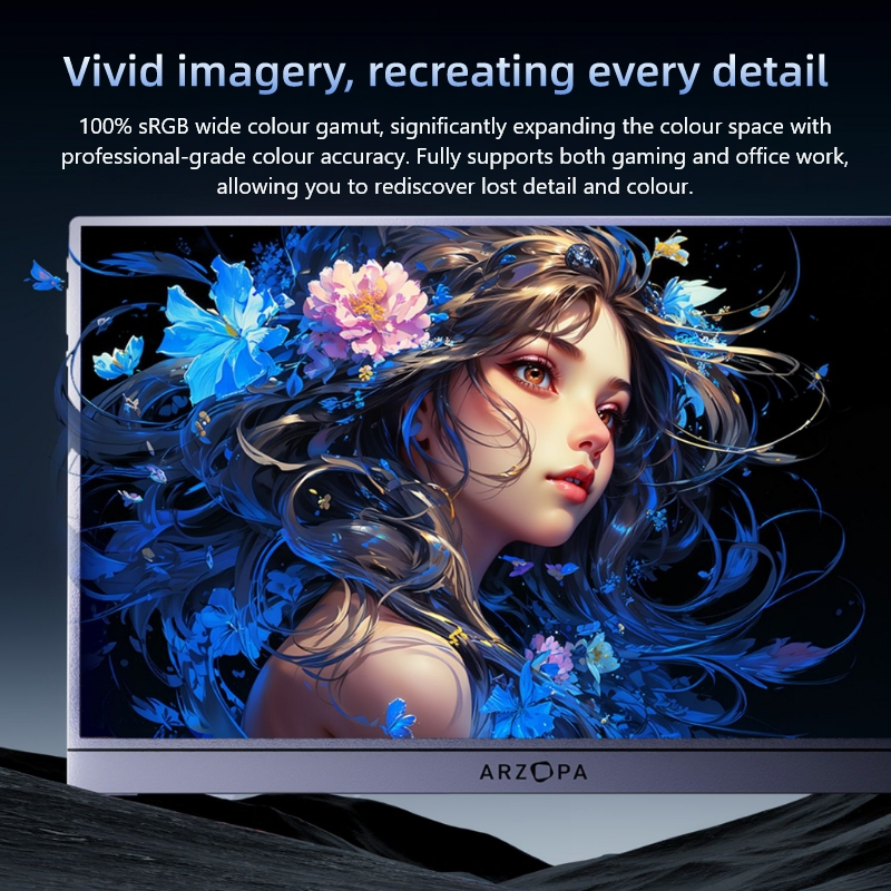 Màn hình di động ARZOPA 1920 * 1080p / sRGB Màn hình IPS 100% HD Màn hình chơi game HDMI Màn hình di động có chân đế cho PC / Mac / Điện thoại / Xbox / Switch | BigBuy360 - bigbuy360.vn