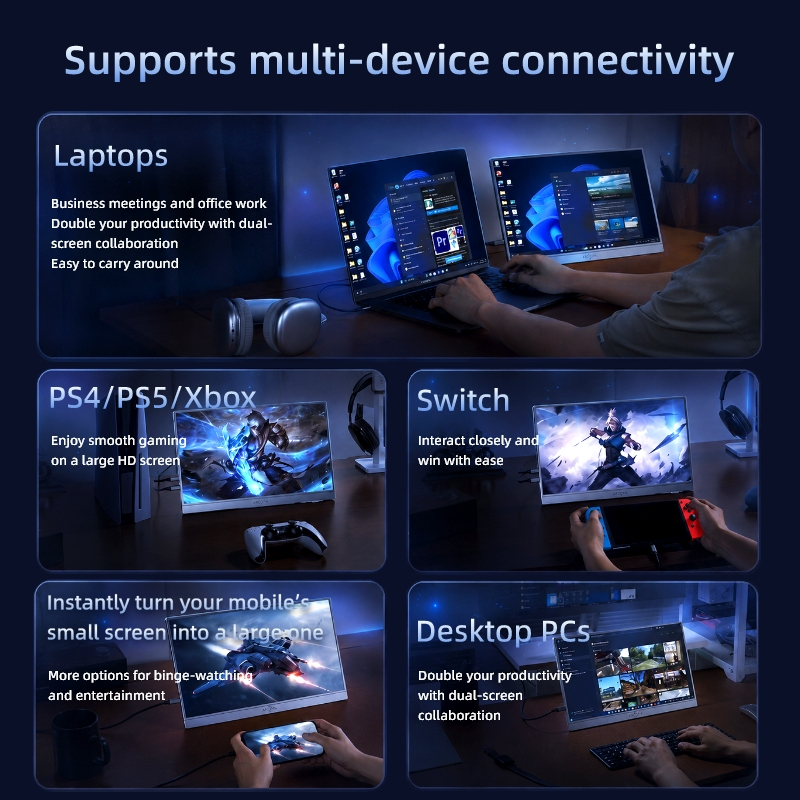Màn hình di động ARZOPA 1920 * 1080p / sRGB Màn hình IPS 100% HD Màn hình chơi game HDMI Màn hình di động có chân đế cho PC / Mac / Điện thoại / Xbox / Switch | BigBuy360 - bigbuy360.vn